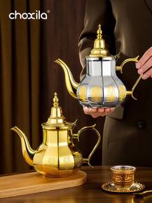 choxila 1pc Stainless Steel Moroccan Teapot, Mint Teapot, Large Capacity Arabic Coffee Pot, Turkish Coffee Kettle, For Home Or Travel - Pot - View 11