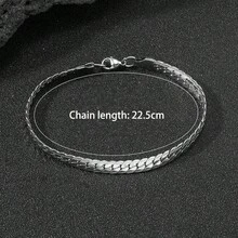 MONALLY 1件嘻哈風不鏽鋼銀色鏈條手鍊，男士百搭飾品，適合夏季度假旅行海灘派對，西式風格好朋友禮物 - 鏈條手鍊 - 查看 4