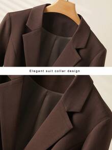 Áo blazer nữ màu trơn thanh lịch và thời trang, phù hợp cho cả những dịp thường ngày và công sở, mùa xuân. - Cà phê nâu - Xem 3