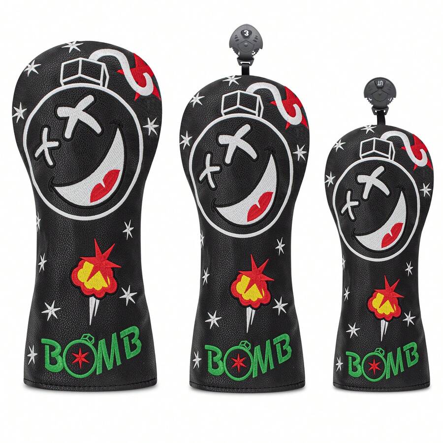 1 buah Sarung Pelindung Stik Golf Flame Bomb, Aksesori Golf, dan Sarung Pelindung yang Terbuat dari Bahan Tahan Air dan Tahan Lama Memberikan Perlindungan Terbaik untuk Stik Golf Anda. - Hitam - View 1