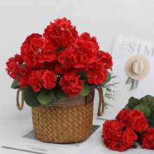 1/80 piezas Ramo de flores de begonia de seda artificial, adecuado para arreglos florales de boda de primavera/otoño, también para decoración de Día de la Madre/Día del Padre/cumpleaños/fiesta/boda/habitación/hogar/cocina/dormitorio/sala de estar/mesa de comedor/ramo de novia/decoración de jardín exterior - Rojo - Ver 1