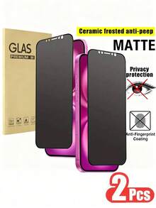 2片装全覆盖磨砂防窥屏保护膜，磨砂质感，9H硬度升级边缘保护，防脱落，防刮花，易于安装，无气泡，兼容 17/17 Pro/17 Pro Max/17 Air/16 Pro Max/16 Plus/15 Pro Max/14/13/12/11系列 - 黑色 - 查看 20