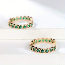 Elegant Gold Hoop Earrings With Shiny Brown Zirconia - Copper, Women's Sparkling Party Style|Suitable Daily Wear And Gatherings, Valentine's Day And New Year, Novel Earrings - 紫色 - 查看 6