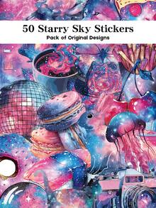 YWWBLD 50 piezas Pegatinas de cielo estrellado, regalos de fiesta y decoración del hogar, recompensa de clase, regalo de cumpleaños, decoración, scrapbooking, laptop, equipaje, guitarra, vaso de agua, funda de teléfono, manualidades DIY - Multicolor - Ver 9