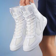 Men's Wrestling Shoes, High-Top Combat Boxing Shoes, Training Shoes, Kickboxing Boots, Fitness Martial Arts Shoes, High-Quality Men's Professional Sports Shoes, Comfortable Anti-Slip Durable Breathable Ankle Support Shoes With Textured Soles