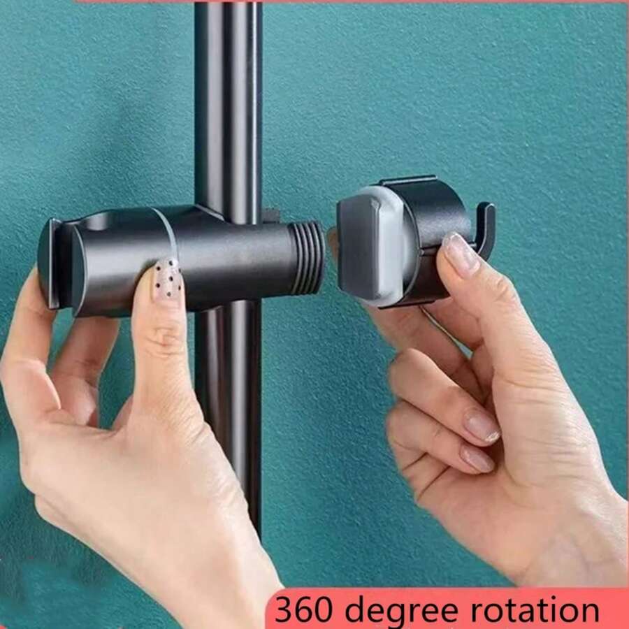 Soporte de cabezal de ducha ajustable ABS, soporte de ducha, abrazadera, riel deslizante para cabezal de ducha, accesorios de baño, diseño de gancho giratorio - Negro - Ver 1