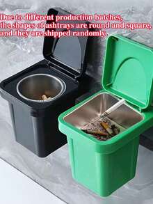 1pc Stainless Steel Wall Mounted Ashtray With Lid, Trash Can Shape - Anti-Flying Ash, Creative Home And Bathroom Decoration, Suitable For Living Room, Bedroom, Holiday Gift,Large Trash Bin, Degradation - Multicolor - View 4