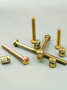 65件套M6x30/40/50/60/70/80mm螺纹长度家具螺栓螺母套装，内六角圆柱头螺钉配桶形螺母，适用于床、床头柜、椅子等。