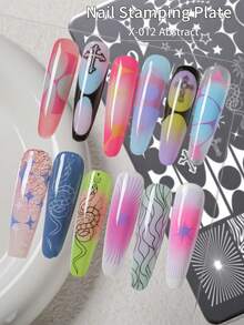 XEIJAYI 1pc Premium Steel Nail Stamping Templates - Delicate Lines & Reusable Design For Nail Art Lovers