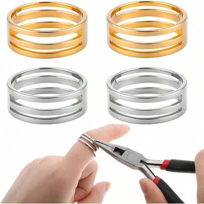 4Pcs Jump Ring Opener, Stainless Steel Jump Ring Opener Tools Circle Opening Closing Ring Appliance Jewelry Making Art Projects Supplies Gold+Silver