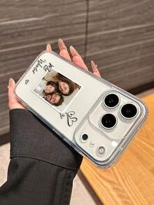 1pc Customized Text & Image Couple Anniversary/DIY Design Transparent Anti-Scratch Lens Protection Phone Case, Personalized Lens Meets Individual Needs, Compatible With IPhone, Customized Photo Phone Case, Personalized Image Phone Case, Gift, Valentine's Day Gift, Birthday Gift, Small Gift, Mother's Day Gift, Father's Day Gift, Friend Gift - Clear - View 3