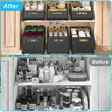 2-Piece Set, Cabinet Pull-Out Storage Basket, Bathroom Sink Sliding Out Storage Basket, Multifunctional Sliding Sorting Rack, Seasoning Rack, Snack Rack, Household And Cleaning Supplies Storage Rack, Storage Rack, Gift Rack - Black - View 11