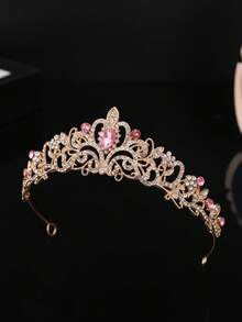1pc Women's Fashion Princess Crown Decor Sweet Rhinestone Birthday Headband Royal Tiaras Costume Crown Hair Garland Headpiece, Tiara Crown, Wedding, Bridesmaids Gifts, Looks Of Party