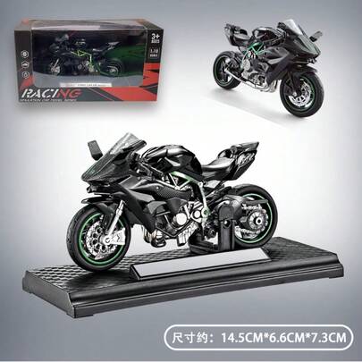 1 st Kawasaki H2R motorcykelmodell, diecast motorcykeldocka, motorcykelactionfigur i skala 1:18, motorcykeldekoration, födelsedags-/högtids-/tillbaka-till-skolan-present