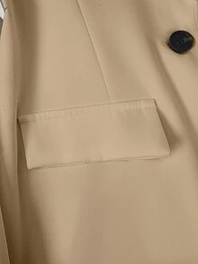 Jaket Tipis Kasual/Kerja Wanita Lengan Panjang Kerah Lapel Warna Polos, Kancing Tunggal, Musim Gugur - Aprikot - View 5