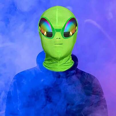 两件套外星人服装，包括巴拉卡帽和一副绿色外星人主题眼镜、彩色蟾蜍眼镜，角色扮演道具、节日服装道具、嘉年华道具
