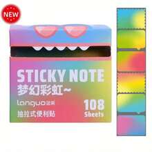 108Pcs Cute Monster Design Sticky Notes Set, Colorful Glittery Memo Pads With Multilingual & Subject Notes (English, Math, Vocabulary), Ideal For Students & Office, Delivers Fun & Practical Note-Taking Experience