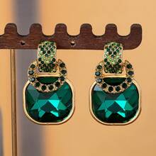 A Pair Of Elegant Geometric Square Earrings Suitable Daily Wear Or As A - 紫色 - 查看 4