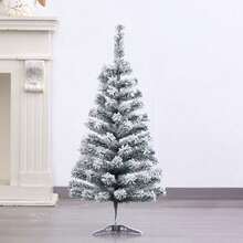1pc Flocked Snowflake Christmas Tree, Artificial Hinged Christmas Tree With Metal Stand And Hinged Branches, Suitable For Home, Office, Party Decoration, Indoor Christmas Decor | Comfortable Holiday Design | Fluffy Branch Texture, Christmas Tree Ornament Christmas Decorations Home Christmas Gifts Christmas Decor - Multicolor - View 11