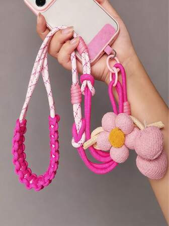 1条长款手机挂绳，可斜挎、手腕、颈挂，三合一多功能编织长款户外徒步旅行包链，长款锌合金钥匙扣，钥匙扣，饰品，编织腰带钥匙扣，锁链配件，手腕钥匙扣，印花编织腰带钥匙扣