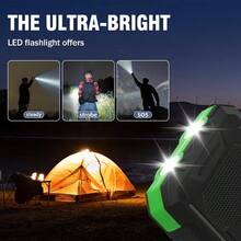 10000mAh Solar Power Bank Portable Solar Mobile Phone Charger, Camping External Battery Charger For Mobile Phones, 2 USB/ LED Flashlights With Compass For Outdoor Activities - 綠色 - 查看 6