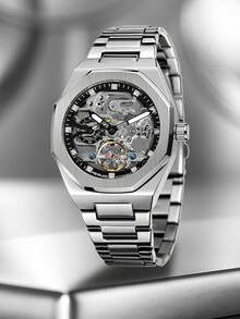 Casual Versatile Men's Mechanical Watch Gold Steel Band Automatic Campus Style - 均碼 - 查看 2