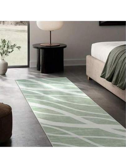 1pc Fresh Groen Wit Gestreepte Long Doormat, Home Hallway Stair Mat, ative Carpet, Bedroom Small Rug, Living Room Outdoor Washable Tapijt view 5