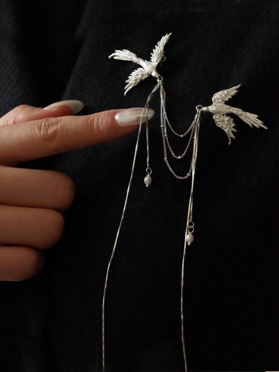 1PC Fire Phoenix Phoenix Brooch Pins Delicate Long Fringe Brooches For Women Men Animal Bird Corsage Clothes Bags Party Accessories