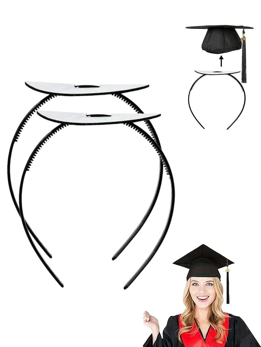 2 Packs Graduation Cap Headband Firm Anti-Fall Grad Headband Insertnb Secures Your Graduation Cap