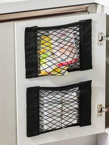 免钻孔自粘式壁挂收纳袋，网状袋，垃圾袋支架，适用于厨房橱柜门、汽车后备箱、水槽下方，可用于厨房收纳、家居装饰、浴室配件、衣柜整理、家用物品收纳。 - 彩色 - 查看 2