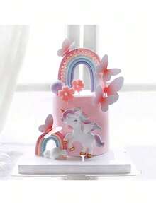 1 Stück Einhorn Tortendeko, Regenbogen Tortendeko, weiche Ton gebackene Tortendekoration, Einhorn Themen Geburtstags Einstecker, Wolken Ballon Stern Tortendekoration, geeignet für Einhorn Themen Tortendekoration, Geburtstagstorte Dekoration, Taufe Hochzeit Muttertags Tortendekoration, süße Tortendekoration (Einhörner, Schmetterlinge, Regenbögen usw. sollten den Kuchen nicht direkt berühren; bitte verwenden Sie stattdessen einen Stab).