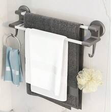 خطاطيف حمام لاصقة، بدون حاجة إلى ثقب، خطاطيف جدار بشفط قوي لمنشفة، رداء الحمام، متوفرة بألوان متعددة - أسود، أبيض