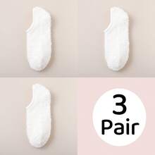 3 双/1 双男女通用珊瑚绒保暖船袜，厚款防寒毛绒情侣家居袜，鞋底有防滑橡胶点，柔软舒适，冬季