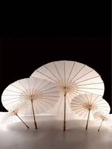 6把白色纸伞，木柄，无羽毛，无需用电，DIY新娘送礼会装饰，婚礼派对道具，摄影配件 - 彩色 - 查看 9