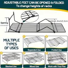 Five-Layer Foldable Baking Cooling Rack, Suitable For Cookies, Cakes, Pastries - Space-Saving Stacking Oven, Countertop And Holiday Baking Stand, Perfect For Halloween, Christmas, Cookie Cooling Station, Baking Cooling Rack. - 5個裝 - 查看 3
