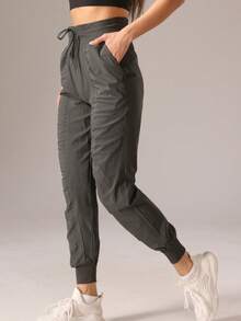 Women Light Soft Sports Long Pants For Running Fitness Casual Hiking Outdoors - 軍綠色 - 查看 8