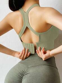 Sujetador deportivo de yoga, top sin cables para gimnasio, ropa interior, top cruzado, tanque deportivo, sujetador push-up, lencería a prueba de golpes para correr, primavera - Verde - Ver 4