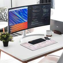 Pink Cat Princess Mouse Pad 15.75x31.5 In, Large Anime Gaming Keyboard Laptop Desk Mat, Non-Slip Rubber Base, Big Extended Desk Protector For Home Office - Rectangle - View 2