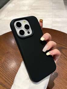 Ốp lưng điện thoại silicon lỏng chất lượng cao có nút bấm rãnh, tương thích với Apple 17 16 15 14 13 12 11 Pro Max, kết cấu cao su mềm như sáp, thân thiện với da - màu đen - Xem 2