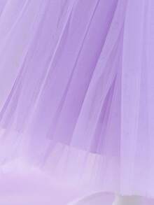 Girls' Elegant Bowknot Tulle Trailing Puff Dress, Suitable For Birthday Party, Banquet, Does Not Include Headband - 紫色 - 查看 9