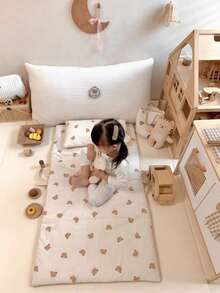 1件装可折叠便携卡通动物图案婴儿床垫，婴儿窝，户外婴儿游戏垫，婴儿房印花床上用品，四季通用卡通午睡垫，加厚婴儿床垫 - 熊 - 查看 4