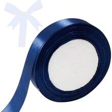 Navy Blue Satin Ribbon 1 Inch X 25 Yards Wedding Bouquet Ribbon Silk And Polyester Shiny Fabric For Hair Gift Wrapping Flower Bouquet Crafts Sewing - Xanh navy - Xem 2