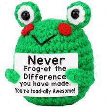 Mini Positive Energy Crochet Frog, Emotional Inspiration Support Essential Gift, Suitable For Birthday, Graduation And Other Occasions, Uplifting Crochet Frog, Boosts Morale, Can Be Used As Room Or Desk Decor, Also Suitable As Christmas Stocking Gift - Multicolor - View 1