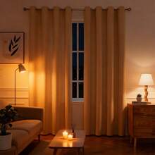 2 piezas Cortinas gruesas multicolor de 140 cm * 240 cm. Ocultación total y protección de la privacidad + Aislamiento acústico y térmico + Resistentes a las arrugas y fáciles de limpiar + Resistentes al polvo y a las manchas. Estilo minimalista y moderno. Diseño versátil para dormitorios y salones. - Beis - Ver 4