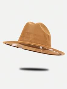 1顶印花波西米亚风休闲派对涤纶软毡帽，软呢帽，德比帽，男女通用时尚通勤帽，秋冬款 - 通用禮帽 - 查看 9