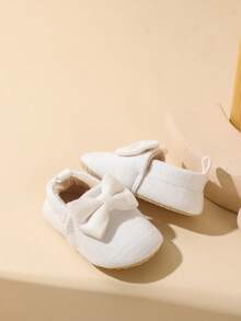 Baby Prewalker Shoes 0-1 Years Old, Bow Slip-On Soft Bottom Toddler First Walking Shoes - White - View 13