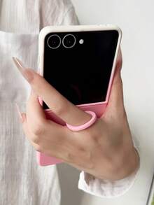 Luxury Candy Color Ring Silicone Finger Buckle Hard Shell Case Compatible With Samsung Galaxy Z Flip 7 Z Flip6 ZFlip 5 5G Gradient Matte Shockproof Skin Cover - Gradient Pink - View 2