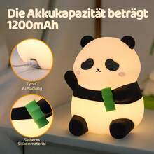Cute Panda Night Light Made Of Silicone, Creative Ambient Light - Black and White - View 3