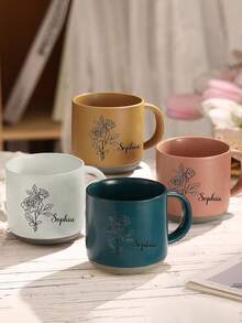 Personalized Name Coffee Mug & Birthday Flower, Christmas Gift, Christmas Decoration, Thanksgiving Gift, New Year Gift, Gift For Her, 11oz Mug, Personalized Mug, Gift For Best Friend, Fun Friendship Gift, Sister Name Mug, Easy To Clean, Suitable For Youth Festival, Housewarming, School, Home, Office, Customized, Personalized, Unique, Holiday Calendar