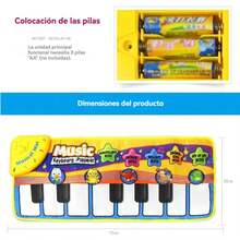 Alfombra Musical para niños,Teclado de Pianoúsicaáctil Plegable,10 Teclas, 5 Modes y 5 Sonidos de Animales,Alfombrilla de Musicales de Piano para Niños,Juguetes Regalo para 4+ Niños - 1 - Ver 3